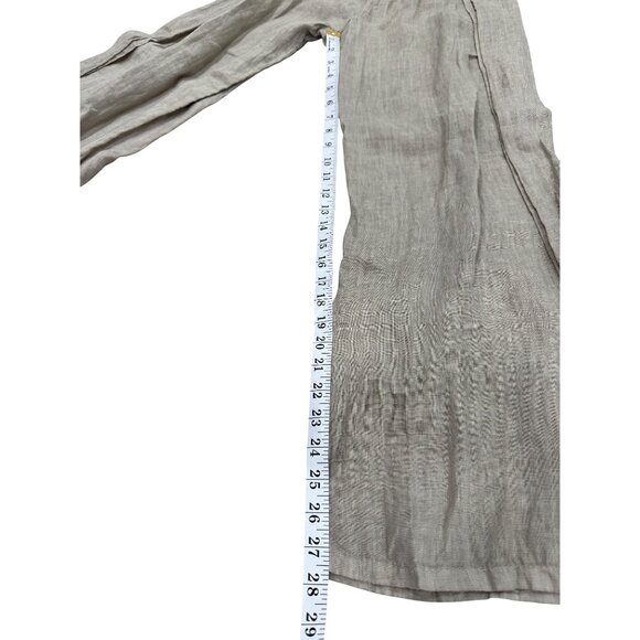 Saga Womens Wide-Leg Linen Pants Beige Pocket Made in Italy Size M - Picture 6 of 7